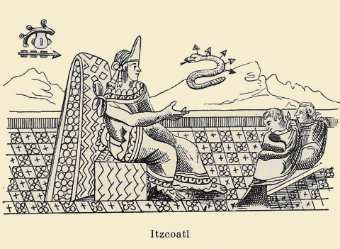 Drawing of Aztec emperor Itzcoatl
