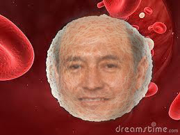 Leucocytes Lou Correa face superimposed on white blood cell