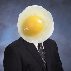 Candidate with egg on face
