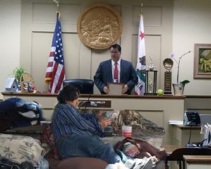 Composite photo -- homeless man and Homeless Court