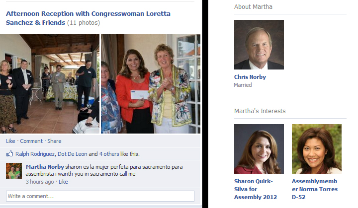 Apparent endorsement of Sharon Quirk-Silva by Martha Norby