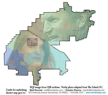 AD-65 map, with images of Quirk-Silva and Norby superimposed
