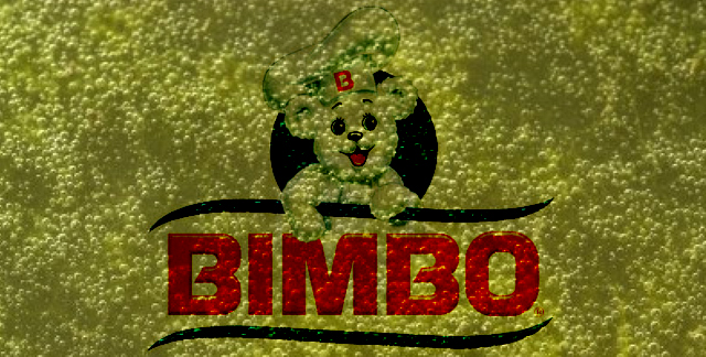Bimbo Bakeries logo over background of green algae