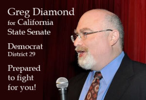 Campaign graphic for Greg Diamond for State Senate campaign