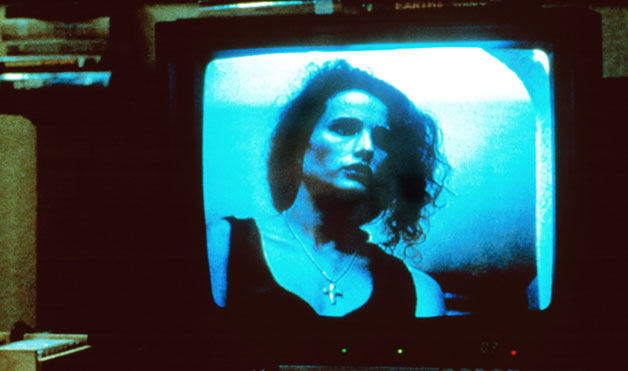 Sex Lies and Videotape Andie McDowell on video monitor in "Sex Lies and Videotape"