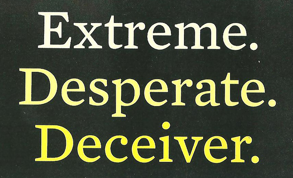 Extreme Desperate Deceiver Column of words: "Extreme," "Desperate," and "Deceiver"