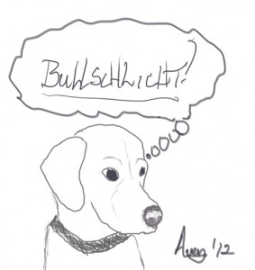 Cartoon of a dog thinking