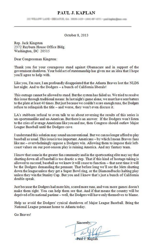 Baseball shutdown letter Baseball shutdown letter