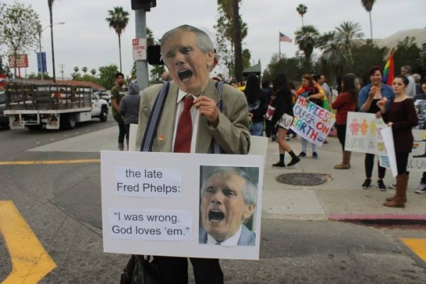 Westboro's former coach Fred Phelps may or may not have risen from his own grave to apologize for being a Cheney.  (Photo credit, Donna Acevedo.)