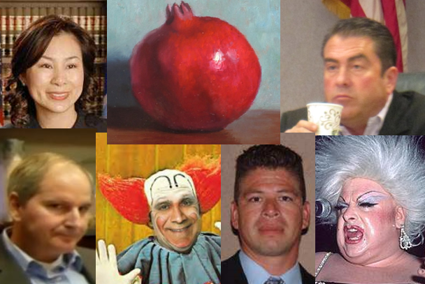 The Poseidon Seven, from the OCWD Board. Top row - 2014 campaign lucre recipients Nguyen, Sheldon and Dewane. Bottom row - fellow travellers Bilodeau, Sidhu, Reyna and Green.