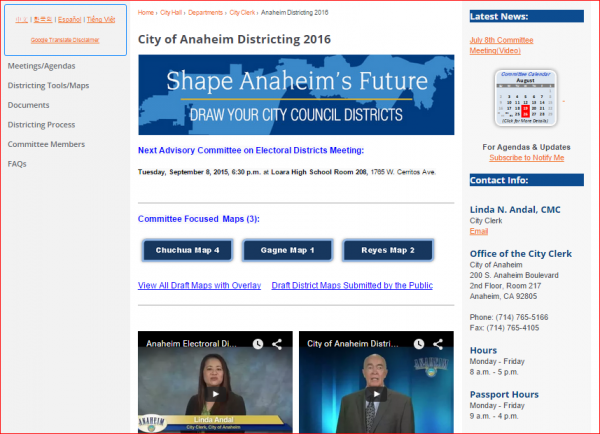Anaheim Website 4 - Districting Home Page by Search