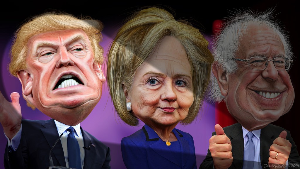 trump hillary bernie caricature