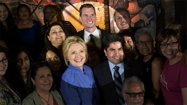 Hillary Clinton visited Santa Ana and was spotted posing with Melahat Rafiei, Jordan Brandman, and Jose Solorio. Her advance person has presumably been fired.