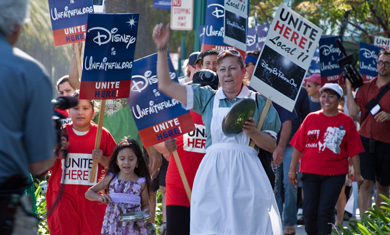UNITE-HERE workers protesting Disney in a previous local conflict.