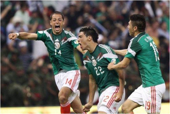 Mexican Soccer Team Celebrates Achieving a Goal (vs Panama)