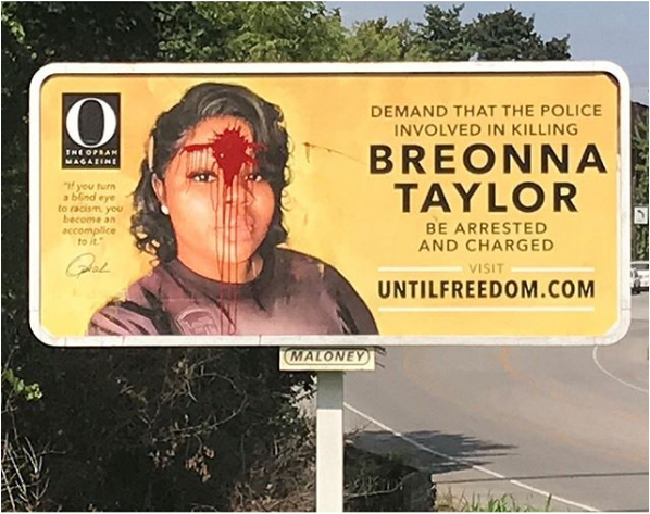 Defaced Breonna Taylor billboard