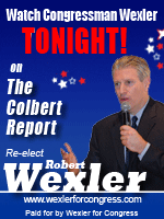 No time to wax verbose today, but it should be worth everybody catching the great Florida Congressman Robert Wexler on the Colbert Report tonight. I have a feeling he’ll be […]