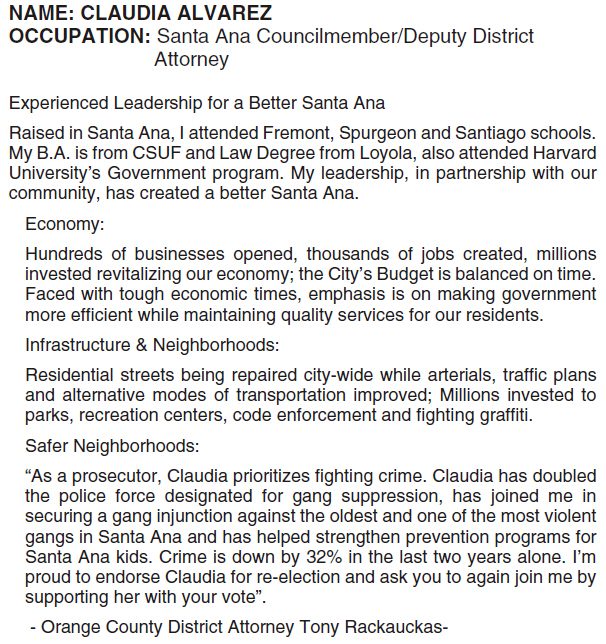 Santa Ana Councilwoman Claudia Alvarez is so unpopular that Santa Ana Mayor Miguel Pulido and Santa Ana Councilman Vince Sarmiento left her off their “Leadership Team.”  Of course the official […]