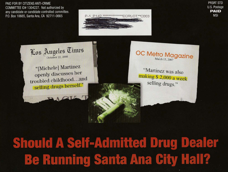 Team Pulido’s allies have sunken to a new low, even for them, as they continue to pummel Councilwoman Michele Martinez.  The mailer seen above, and below, is their latest attack. […]