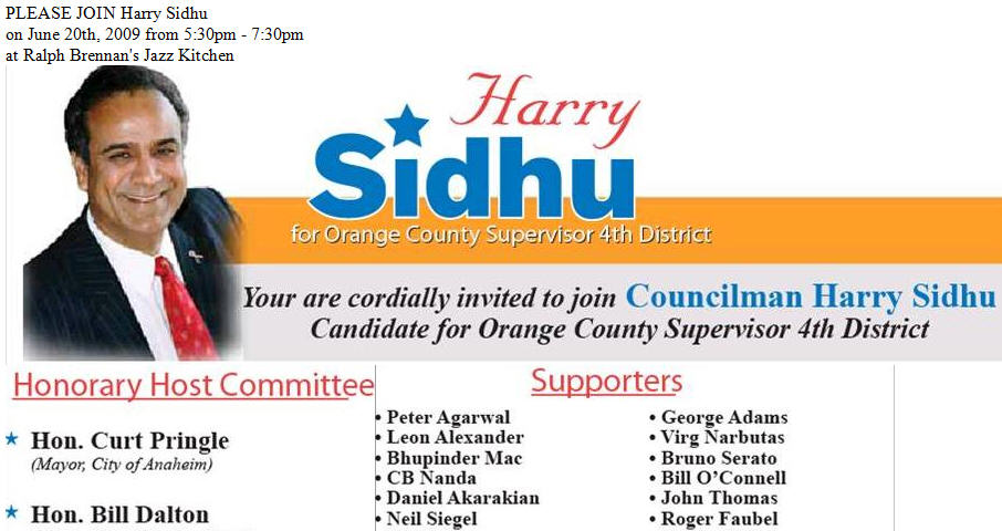 [poll id=”163″] Surprise!  Even though Anaheim Councilman Harry Sidhu has been called a carpetbagger, he appears to be serious about running for Chris Norby’s Supervisorial seat, in the Fourth District.  […]