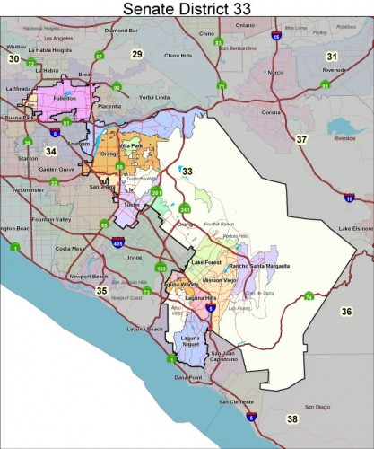 Some observant folks might inquire as to why a map of the 33rd State Senate District is such an ungainly looking thing. Why is Fullerton attached to the rest of […]