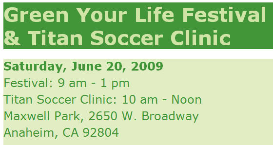 State Senator Lou Correa is hosting a “Green Your Life Festival and Soccer Clinic” tomorrow, June 20.  Here are the event details: Festival: 9 am – 1 pm Titan Soccer […]