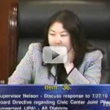 Enjoy these two clips that feature an exchange between County Supervisors Shawn Nelson and Janet Nguyen. The issue is pulling the plug on the moribund Civic Center Joint Powers Authority, […]