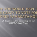 A new video about the dreadful 20 year career of SAUSD Trustee Audrey Yamagata-Noji has been released by the campaign of SAUSD candidate Art Pedroza. In the video Pedroza excoriates […]